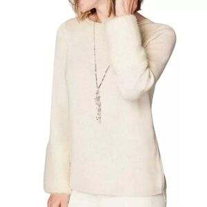 J. Jill Barley Faux Fur Cuff Shop Neck Sweater Size Small RARE Cottage Core